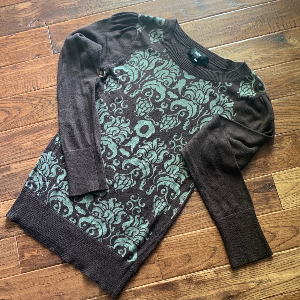 🎉NWOT Mossimo Demask mint & brown sweater